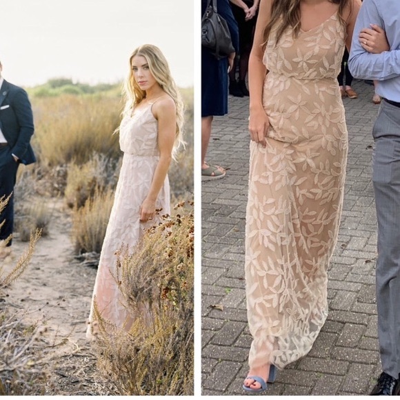 Wayf Savannah Beige Sequin Sleeveless Maxi Dress